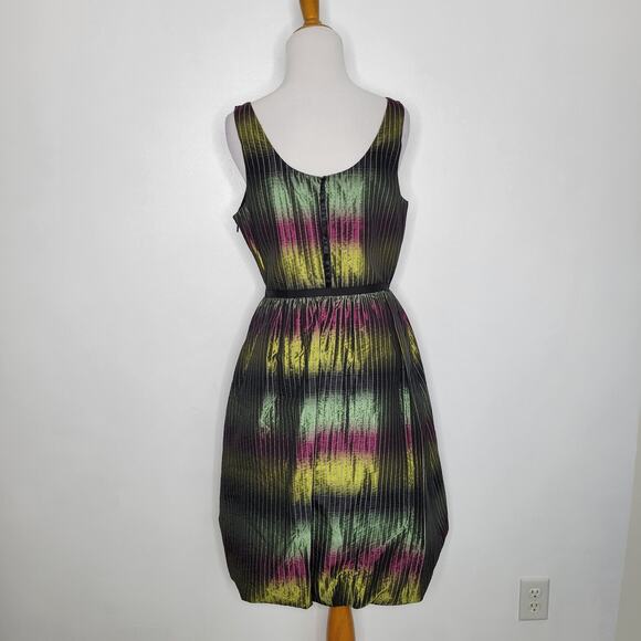 Vivienne Tam Silk Dress Fit Flare Party Cocktail Iridescent Purple Green Women 6 - Picture 3 of 14